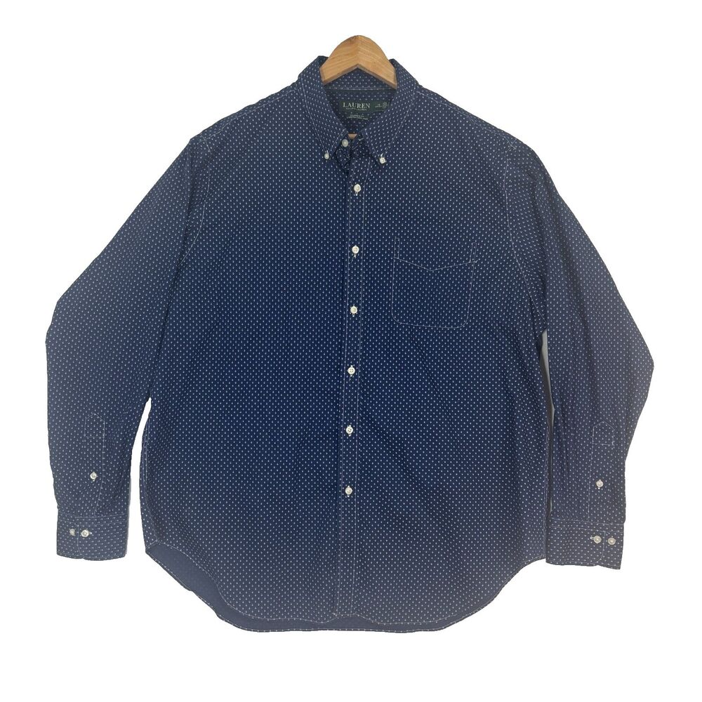 Lauren Ralph Lauren Navy Classic Fit Stretch Non Iron Dress Shirt 18 36/37